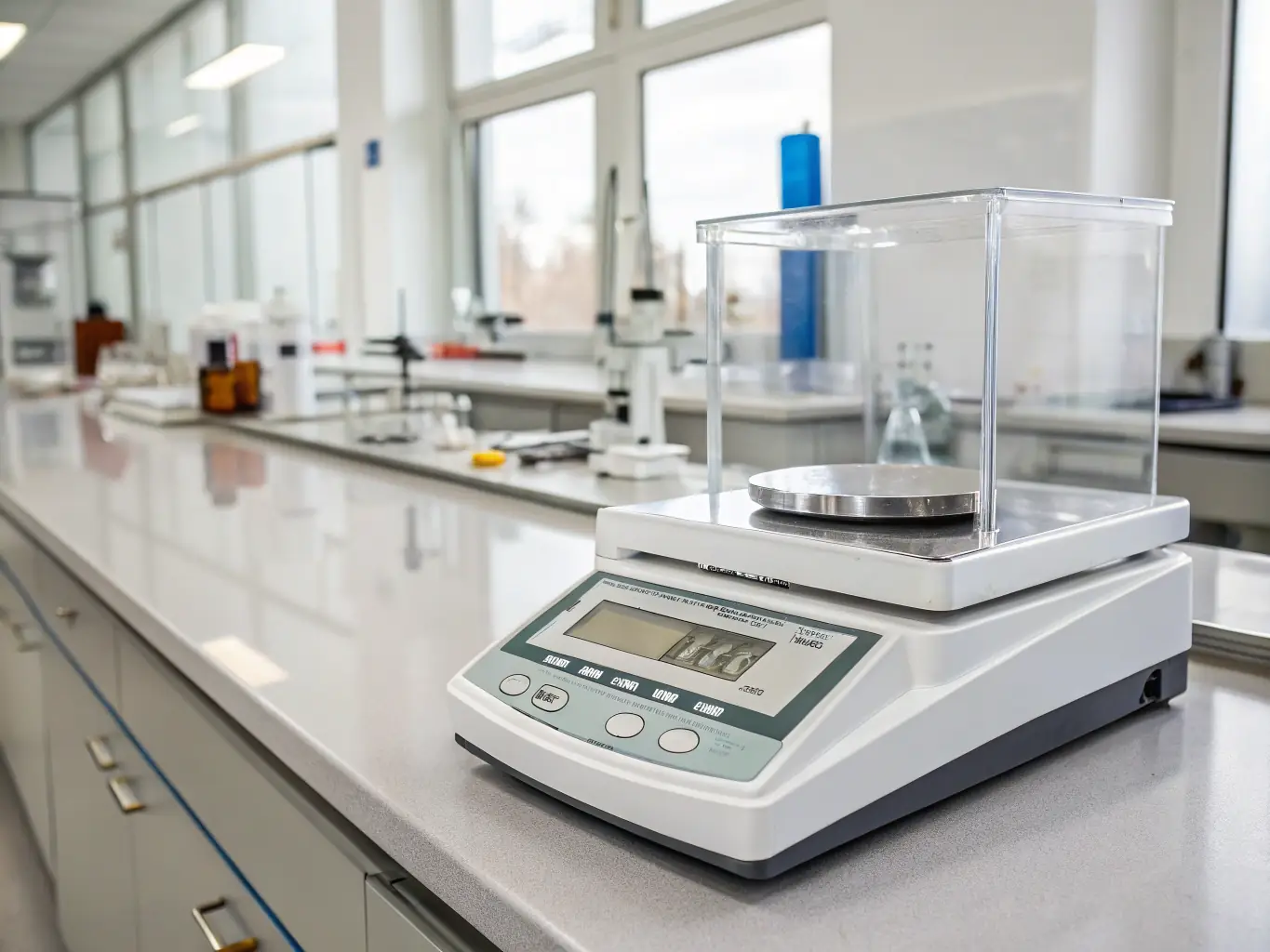A technician calibrating a digital scale in a workshop, demonstrating the meticulous process of ensuring accuracy.